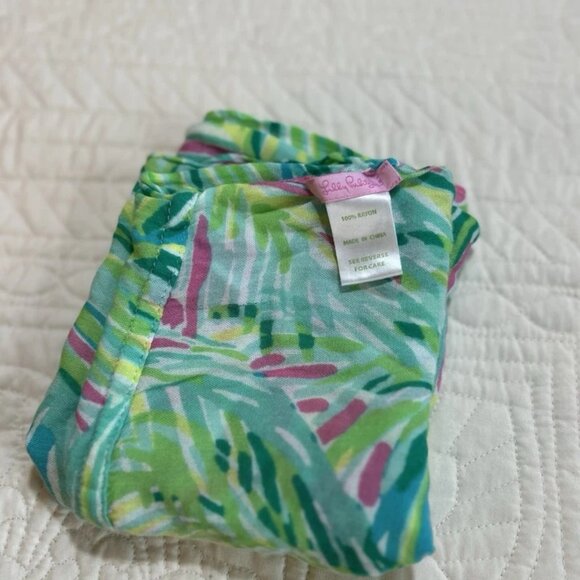 Lilly Pulitzer Riley Infinity Scarf Palm Leaf Lindy Tiki Lime Pink Women/Girl - Picture 5 of 5